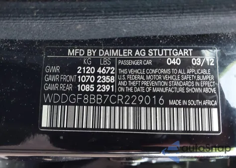 2012 Mercedes-Benz C 300 Luxury 4Matic from USA, damaged, VIN WDDGF8BB7CR229016